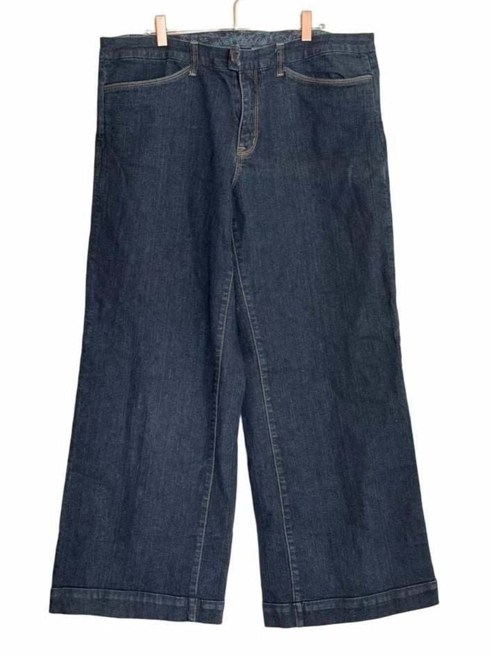 womens size 18 Wide Leg Cuff Dark Denim Jeans